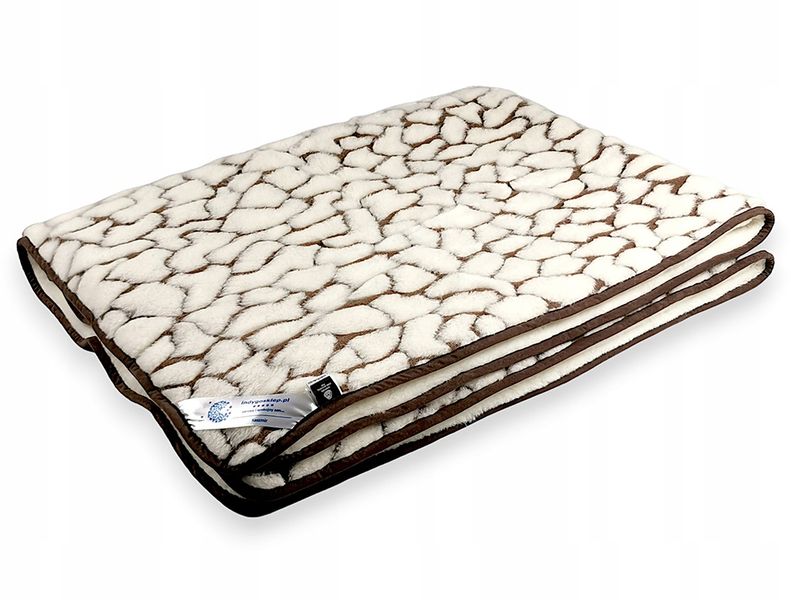 KOŁDRA WEŁNIANA 200x200 KASZMIR GIULIA WOOLMARK KK3 ECRU INDYGOSKLEP zdjęcie 5