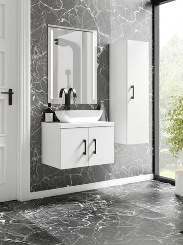 Szafka łazienkowa wisząca MARKUS 50 biały z umywalką Lara (W2) na Arena.pl