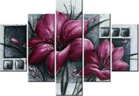 70 100CM OBRAZ 5 ELEM MAKOWY DUET DRUK PŁÓTNO