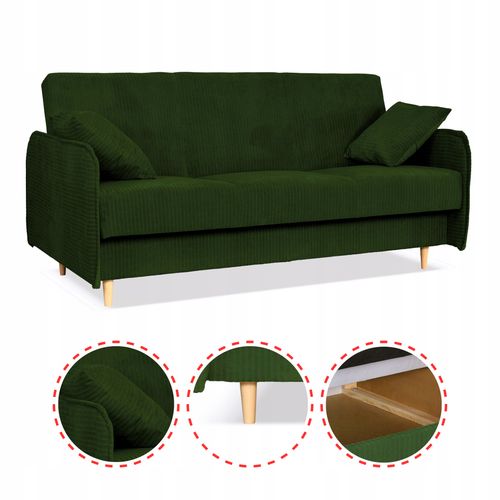 Kanapa sofa Alvo rozkładana wersalka funkcja spania pojemnik Family zielona na Arena.pl