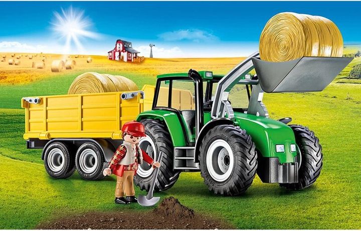PLAYMOBIL DUŻY TRAKTOR Z ŁADOWACZEM I PRZYCZEPĄ 9317 + KATALOG Z PLAKATEM zdjęcie 3