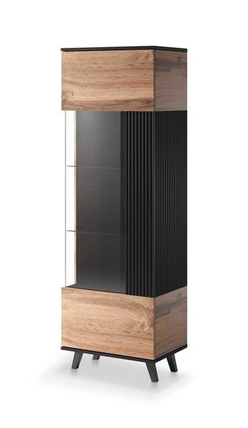 Witryna wąska Adre dąb wotan/ czarna zdjęcie 3