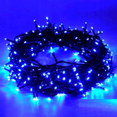 LAMPKI CHOINKOWE 500 LED NIEBIESKIE FLASH ZEWNĘTRZNE WEWNĘTRZNE GRUBY KABEL na Arena.pl