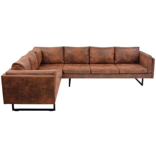 VidaXL Sofa narożna, tkanina, brąz na Arena.pl