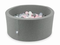 Suchy basen szary 90x40 z piłeczkami 300 sztuk (przezroczyste, białe, szare, jasnoróżowe)