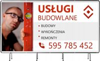 BANER REKLAMOWY 200x100cm plandeka duży wybór wzorów USŁUGI BUDOWLANE