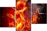 60CM 90 ZEGAR 3 ELEM OGNISTA RÓŻA ŚCIENNY