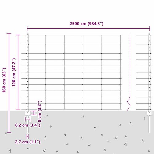 Ogrodzenie z słupkami Srebrny 1.2 x 25 m Stal na Arena.pl