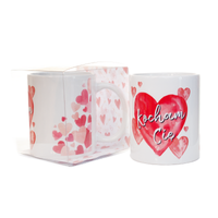 kubek ceramiczny w ozdobnym opakowaniu z napisem "kocham cię" - serca
