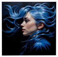 Obraz na płótnie abstrakcja niebieskie włosy 100x100 cm