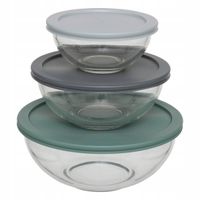MISKI Z POKRYWKAMI SZKLANE ZESTAW SO SIMPLE 3 SZT 400 ML, 1000 ML, 2000 ML