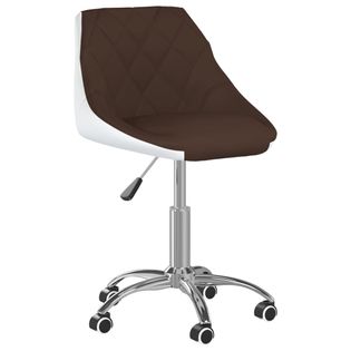 Obrotowe Krzesło Biurowe, Brązowo-Białe, Sztuczna Skóra