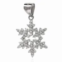 DELIKATNY RODOWANY SREBRNY WISIOREK PŁATEK ŚNIEGU ŚNIEŻYNKA BIAŁE CYRKONIE