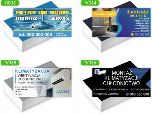 Wizytówki firmowe Foliowane 1000szt ŁAZIENKI PŁYTKI GŁADZIE dużo wzorów na Arena.pl