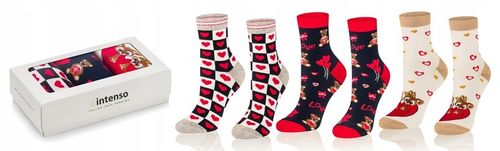 SKARPETKI WALENTYNKOWE DAMSKIE WALENTYNKI 3-PAK NA PREZENT DLA DZIEWCZYNY na Arena.pl