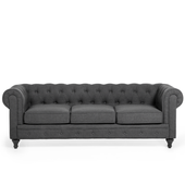 Sofa 3-osobowa szara CHESTERFIELD