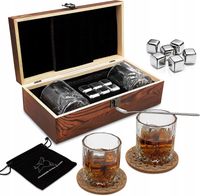 2X Zestaw do whisky 6w1 duży 6 kamieni + 2 szklanki