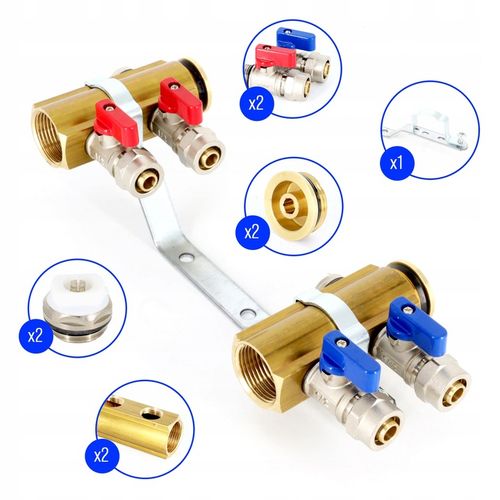 Rozdzielacz C.O. 2 obwodów zaworki PEX odpowietrzniki DO GRZEJNIKÓW na Arena.pl