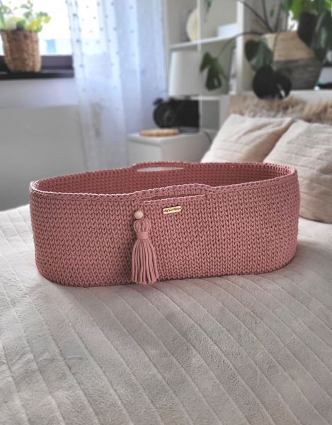 Kosz Mojżesza BOHO Handmade ze stojakiem blush zdjęcie 5