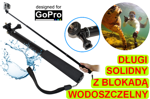 SOLIDNY DŁUGI MONOPOD WODOSZCZELNY Z BLOKADĄ DO GOPRO HERO 7 6 5 4 3+ na Arena.pl