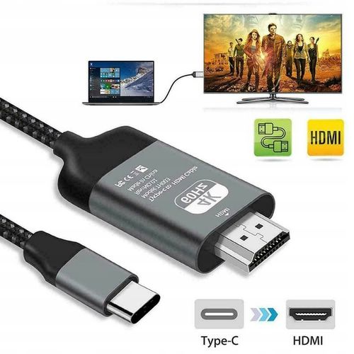 KABEL PRZEWÓD ADAPTER PRZEJŚCIÓWKA USB-C 3.1 TYP C DO HDMI 4K MHL 200cm TV na Arena.pl