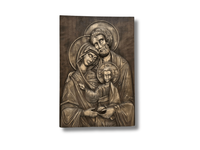 Święta Rodzina V Płaskorzeźba Drewniana Prezent na Ślub Pamiątka Religijna