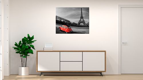 Obraz 50X40 Czerwone Auto Przy Wieży Eiffla na Arena.pl