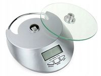 ELEKTRONICZNA WAGA KUCHENNA SZKLANA 5KG / 1G ZEGAR