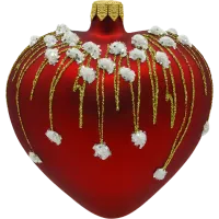 Bombka choinkowa szklana: Serce matowe z brokatem: czerwone