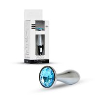 srebrny korek analny heavyfun z jasnoniebieskim diamencikiem 10.5 cm