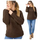 Sweter wełniany ciepły ze splotem oversize POLSKI PRODUCENT duże