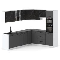 Kuchnia Narożna Pojemna Nowoczesna Marra 4.6m Biała San Sebastian Szary Mat