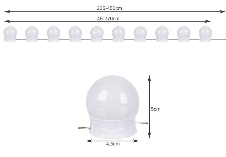 Lampki Led Na Lustro/ Do Toaletki- 10Szt. zdjęcie 4