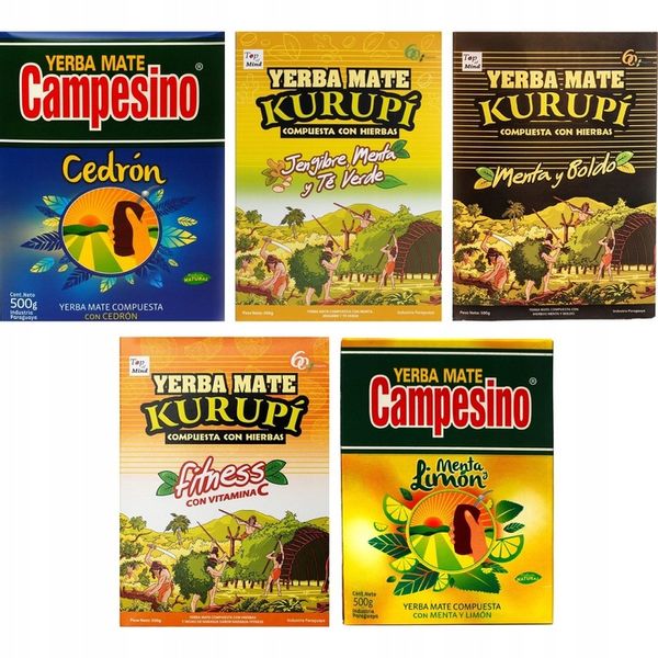 Yerba Mate KURUPI Menta Boldo Fitness Campesino Cedron Limon 5x 500g 2,5kg zdjęcie 1