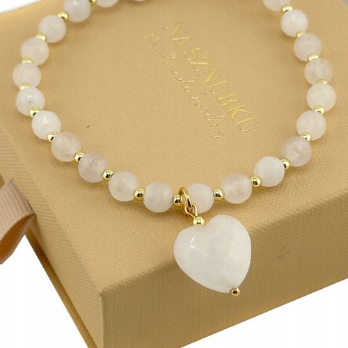 Naszyjnik - Choker z serduszkiem z Kwarcu Jadeit Biały na Arena.pl