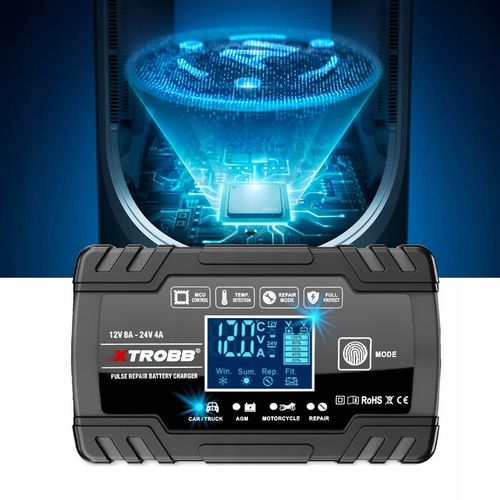 Prostownik SAMOCHODOWY AUTOMATYCZNY Z FUNKCJĄ NAPRAWY AKUMULATORÓW 12V 24V na Arena.pl