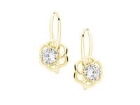 Eleganckie wiszące pozłacane srebrne kolczyki kwiaty flowers białe cyrkonie srebro 925 Z1621D_GW