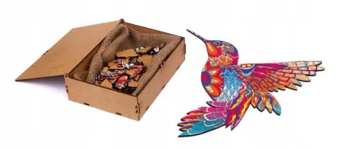 Puzzle drewniane 70 elementów. Delikatny koliber na Arena.pl