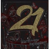 karnet kwadrat 21 urodziny brokat mix cb09