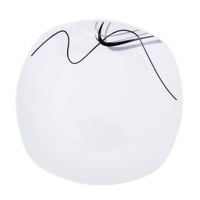 Talerz deserowy kwadratowy SELINA 20 cm biała porcelana czarno-szare paski