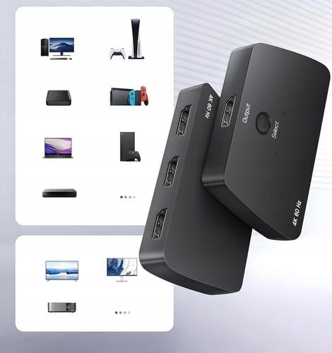 PRZEŁĄCZNIK HDMI 2.0b 3x1 SWITCH ROZDZIELACZ 3 WEJŚCIA 4K 60Hz HDR na Arena.pl