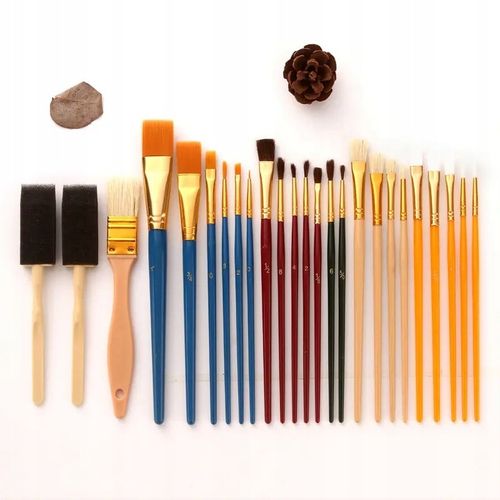 PĘDZLE MALARSKIE ARTYSTYCZNE PROFESJONALNE 25szt ZESTAW PĘDZLI MALARSKICH na Arena.pl