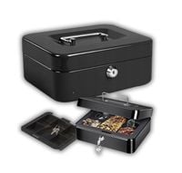 KASETKA NA PIENIĄDZE MONETY SEJF BILON BANKNOTY METALOWA DUŻA NA KLUCZYK