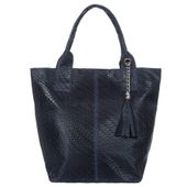 VERA PELLE torebka damska skórzana shopper przeplatana V521 granatowa