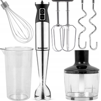 BLENDER RĘCZNY MOCNY 1200W WIELOFUNKCYJNY MIKSER ZESTAW TURBO PREMIUM 6W1
