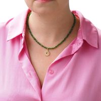 Naszyjnik regulowany - Diopsyd, rozetka i srebro złocone