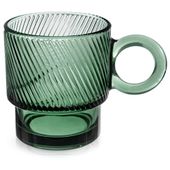 Szklanka Zielona do Picia Kawy Herbaty Napojów Ryflowana z Uchwytem 300 ml