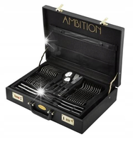 AMBITION PRATO SZTUĆCE KPL 72 EL 12 OS WALIZKA POŁYSK STAL NIERDZEWNA 83844