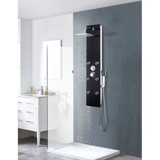 Panel Prysznicowy, Szkło, 25 X 44,6 X 130 Cm, Czarny