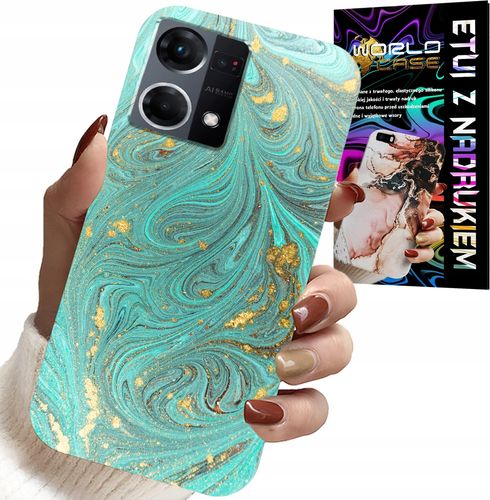 ETUI DO OPPO RENO7 4G - MARMURKOWE WZORY + SZKŁO HARTOWANE na Arena.pl
